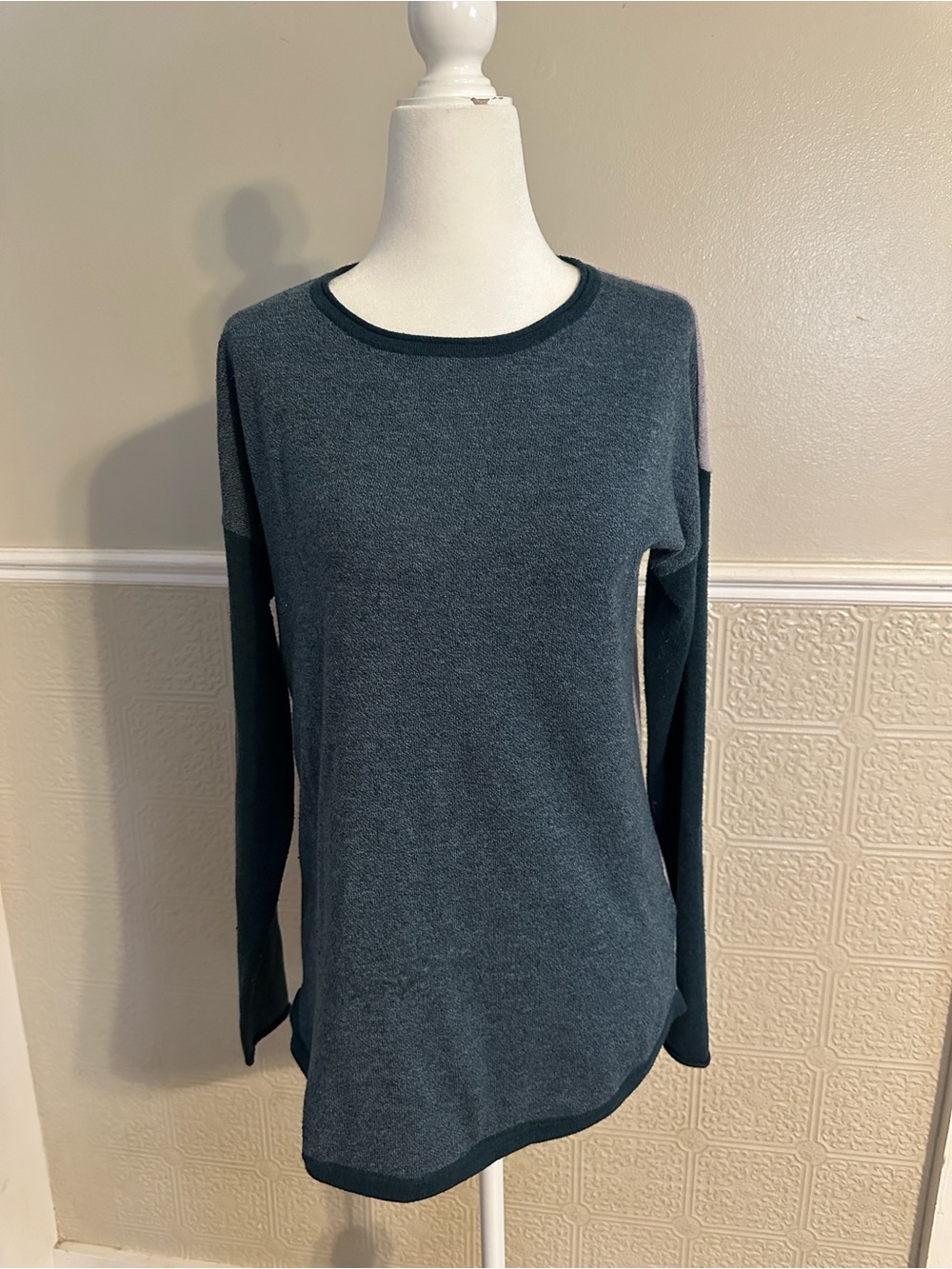 Smartwool Two-Tone Teal Crewneck Sweater